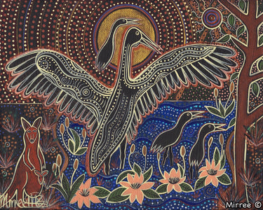 'Brolga Babies' A3 Girlcee Print by Mirree Contemporary Aboriginal Art